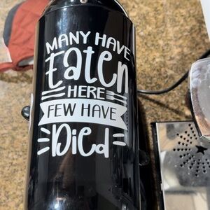 Black Kitchen Canister with Humorous Text